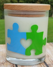 Blue/Green Puzzle Candle for Autism